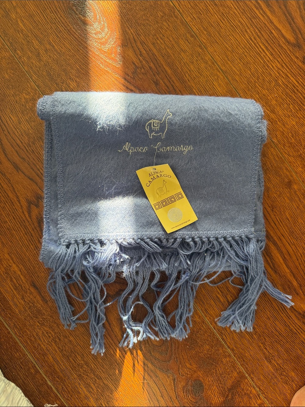 Blue Alpaca Wool Scarf Alpaca Camargo
